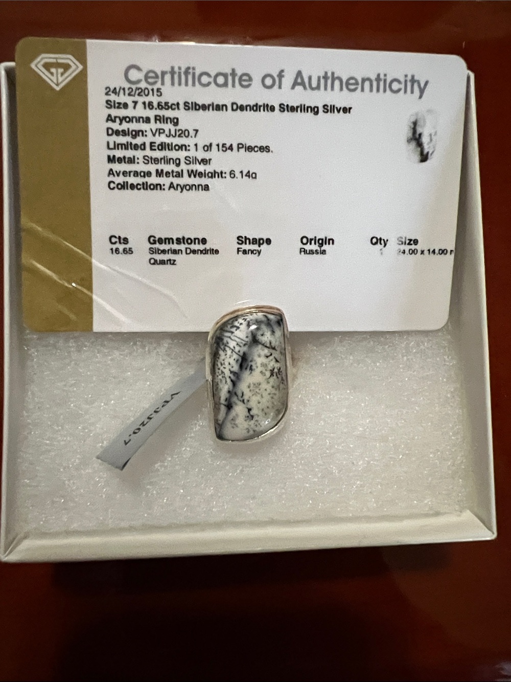 Siberian Dendrite Quartz Sterling Silver Statement Ring